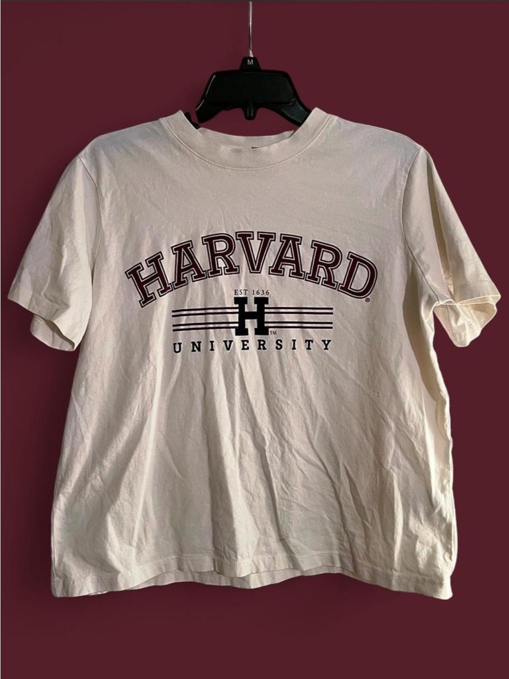 Cream Harvard Logo Graphic Tee